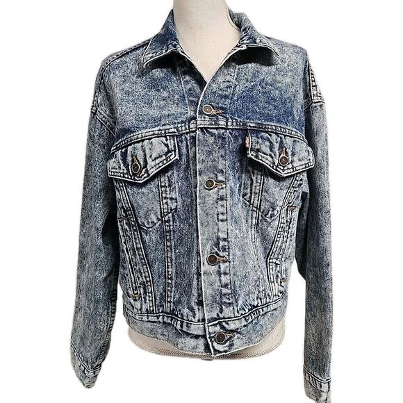 Vintage Levi's 1988-90s Acid Wash Denim Jacket Women’s Size M Made In USA - Picture 1 of 14